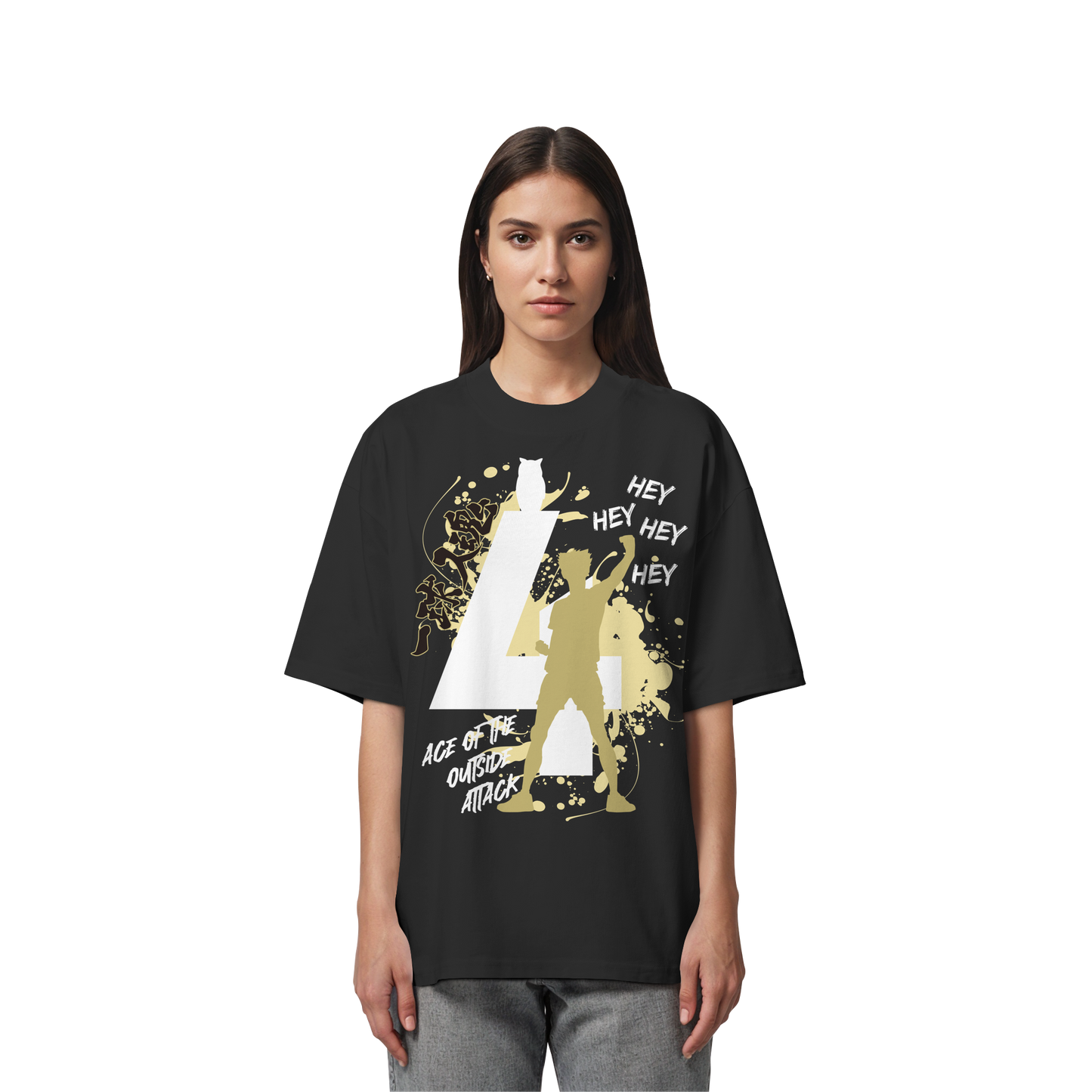 "Ace Of The Outside Attack" Front Organic Oversize Shirt