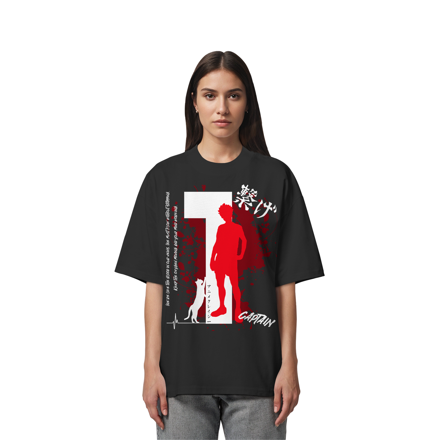 "Captain" Front Black Organic Oversize Shirt