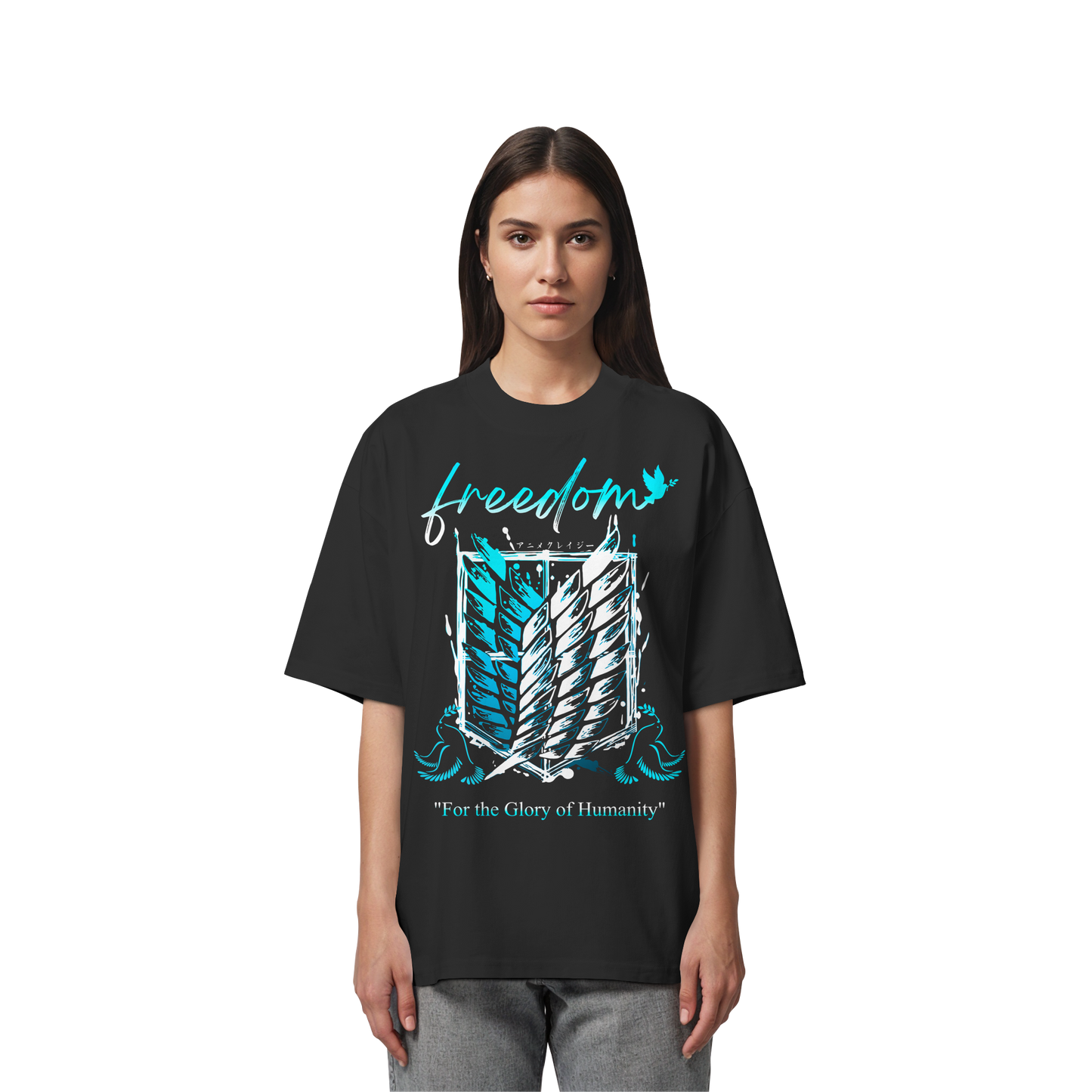 "Blue Rebellion - Wings Of Hope" Front Organic Oversized Shirt