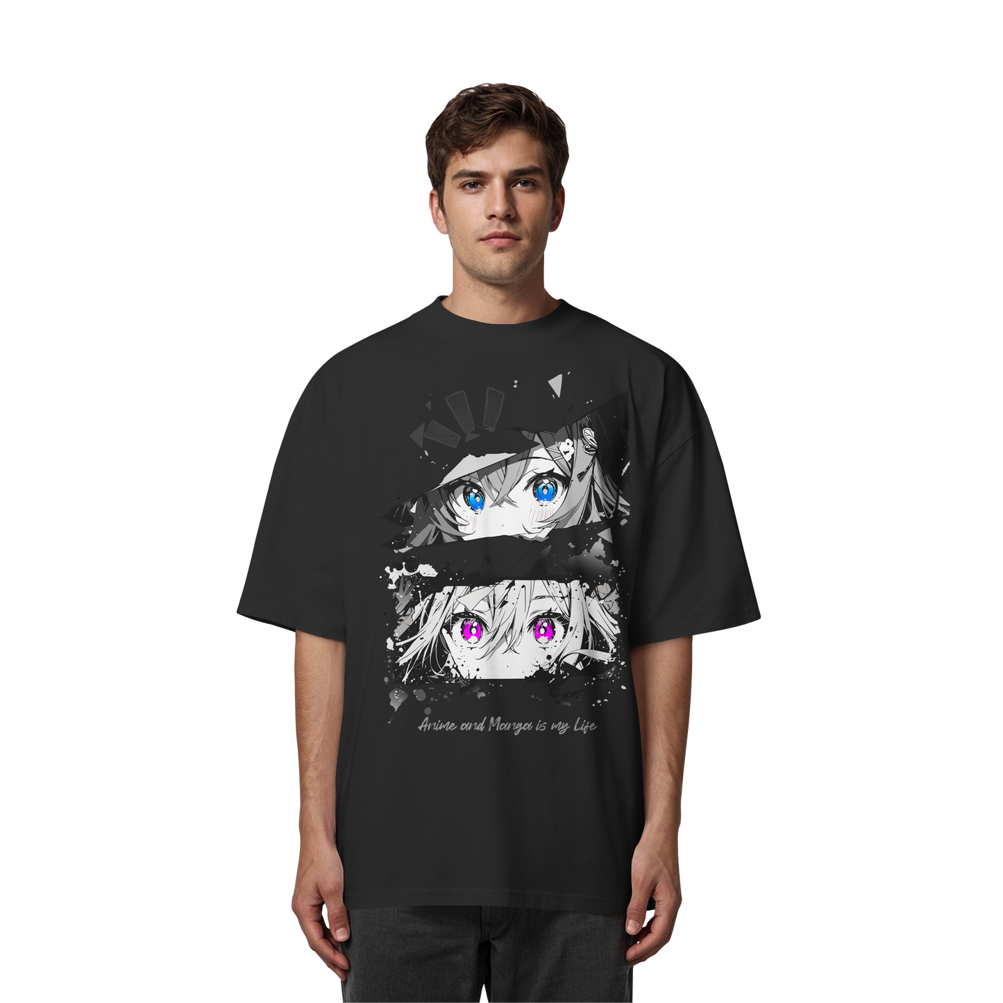 "Anime Eyes" Front - Organic Oversize Shirt