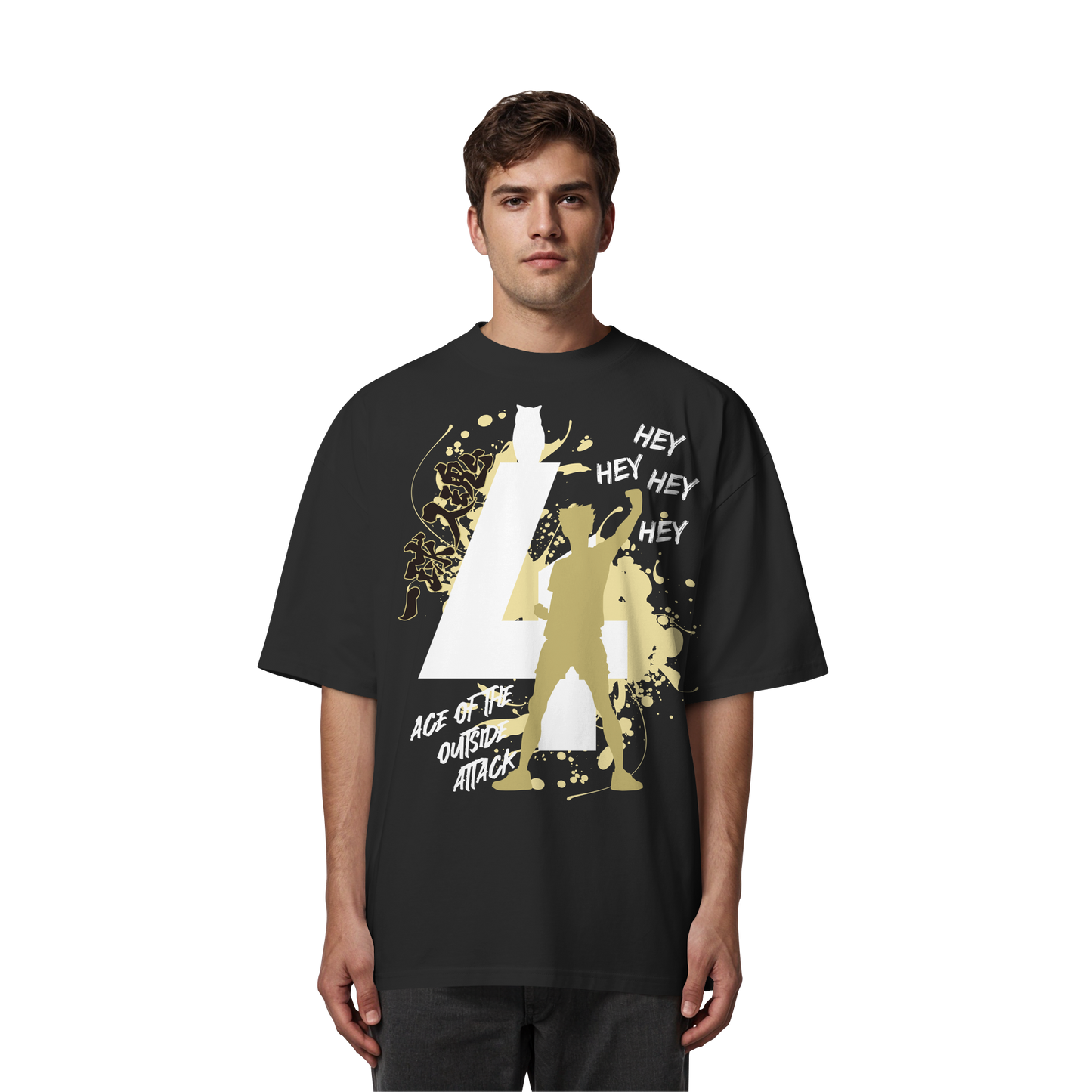 "Ace Of The Outside Attack" Front Organic Oversize Shirt