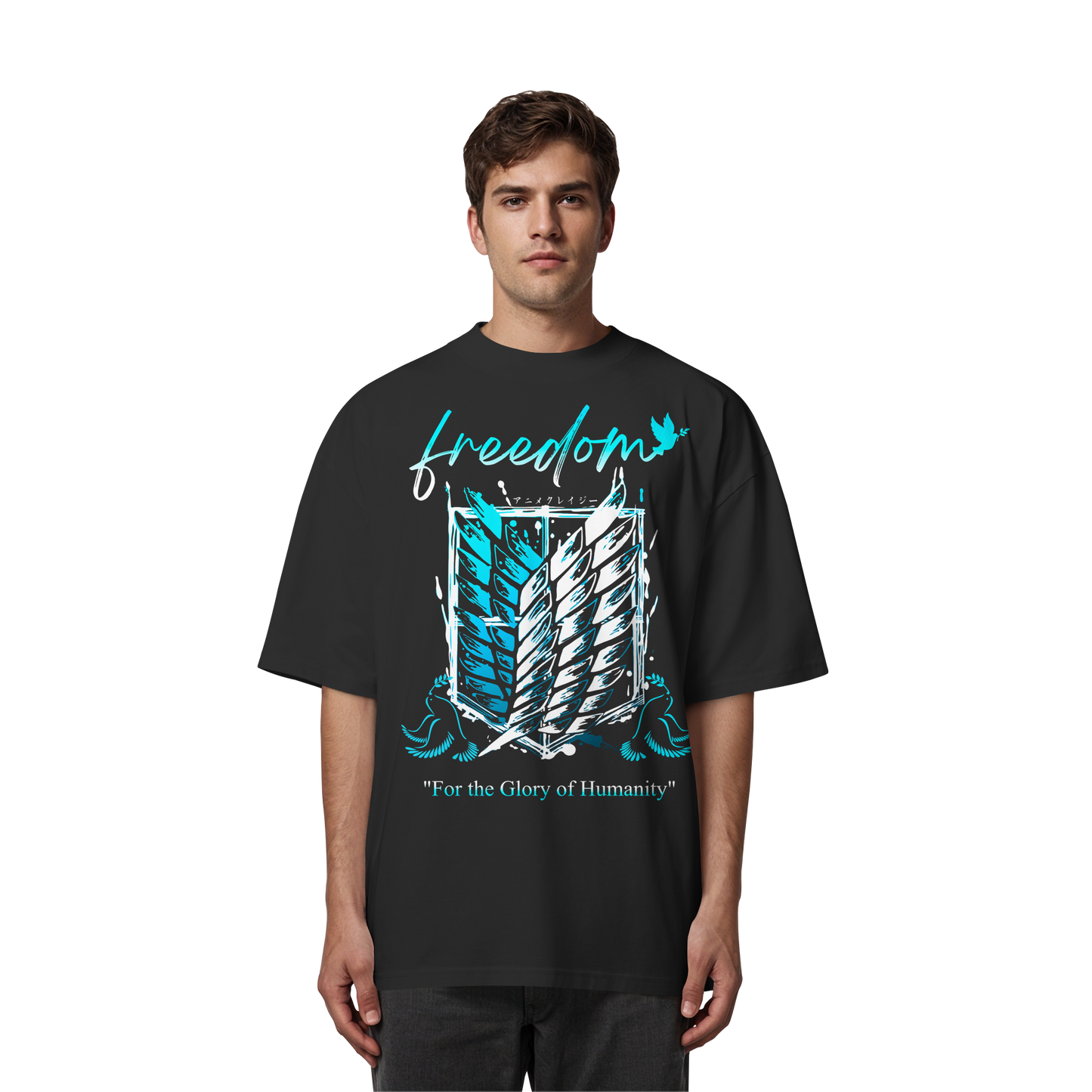 "Blue Rebellion - Wings Of Hope" Front Organic Oversized Shirt