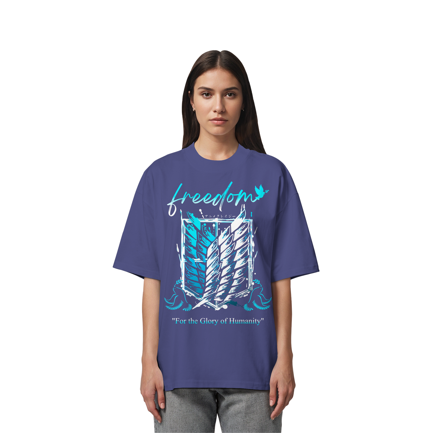 "Blue Rebellion - Wings Of Hope" Front Organic Oversized Shirt
