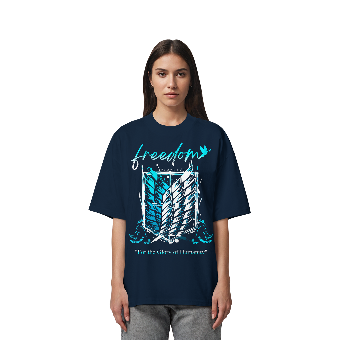 "Blue Rebellion - Wings Of Hope" Front Organic Oversized Shirt
