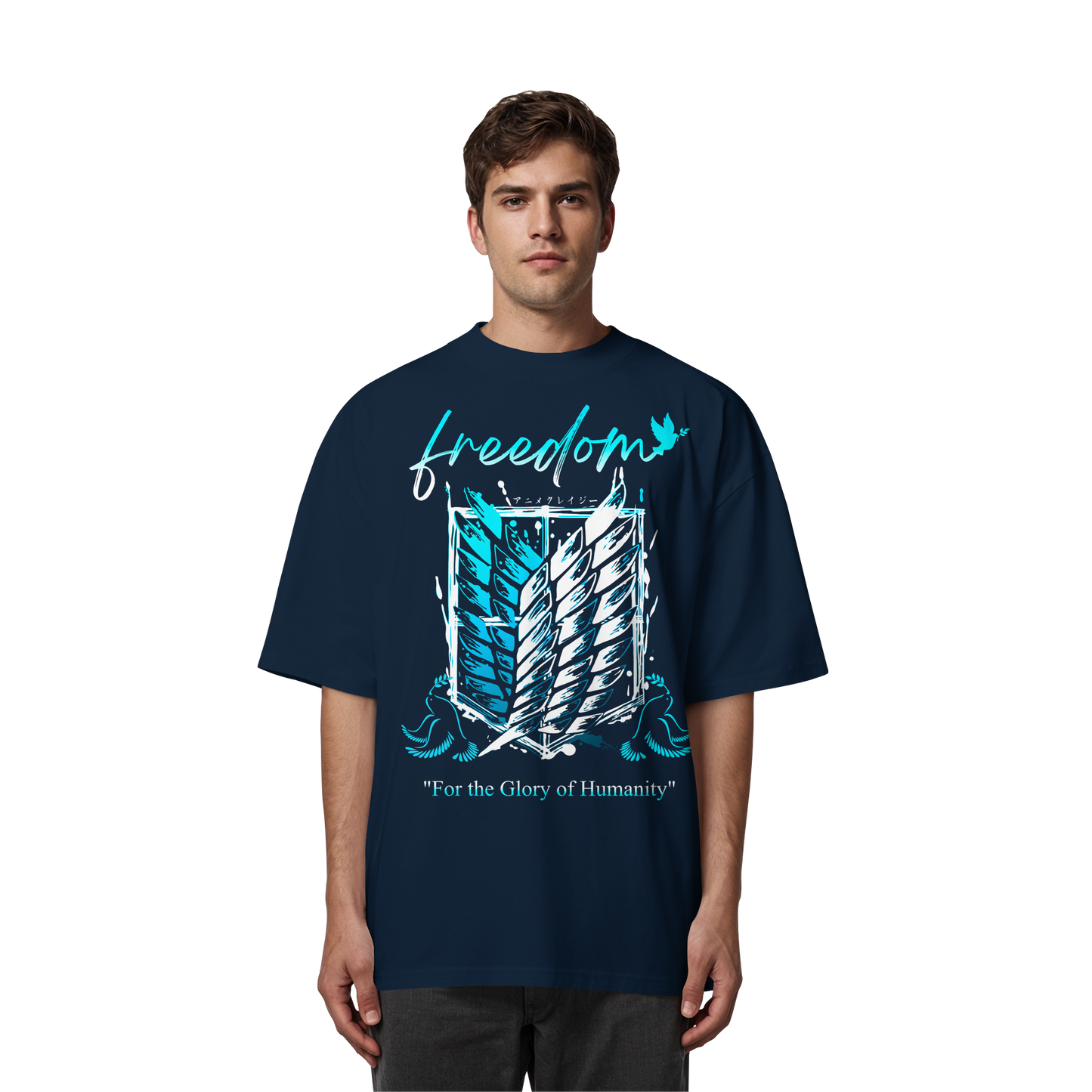 "Blue Rebellion - Wings Of Hope" Front Organic Oversized Shirt