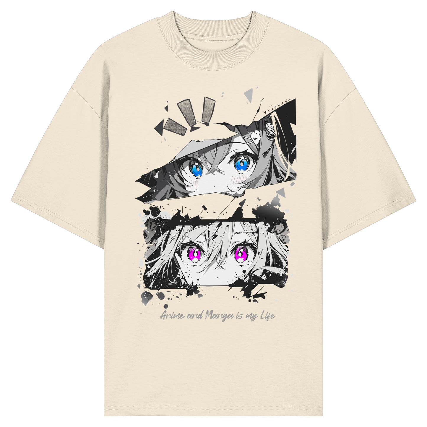 "Anime Eyes" Front - Organic Oversize Shirt