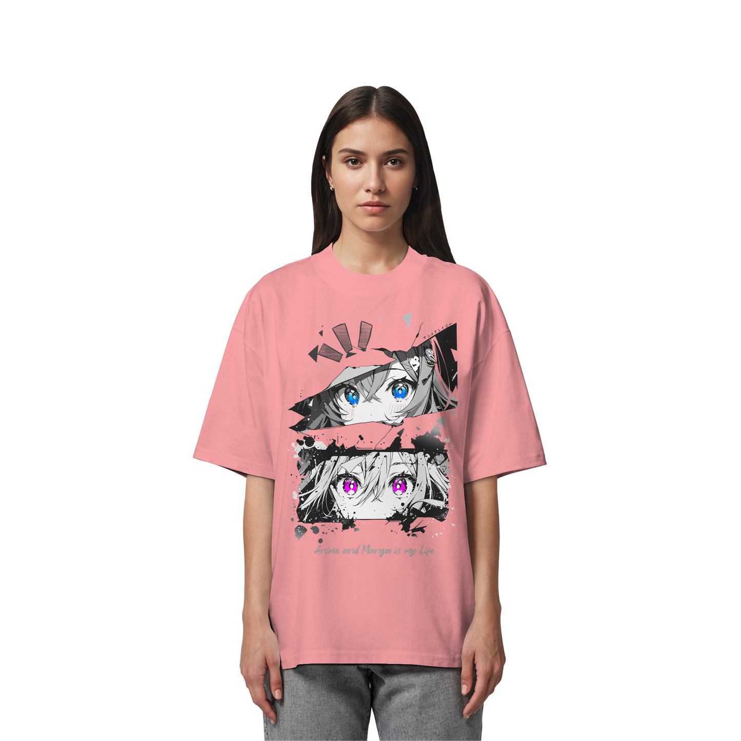 "Anime Eyes" Front - Organic Oversize Shirt