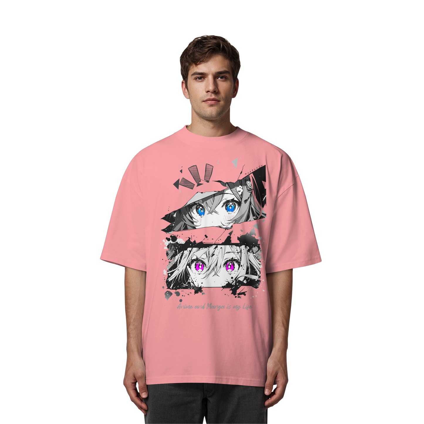 "Anime Eyes" Front - Organic Oversize Shirt