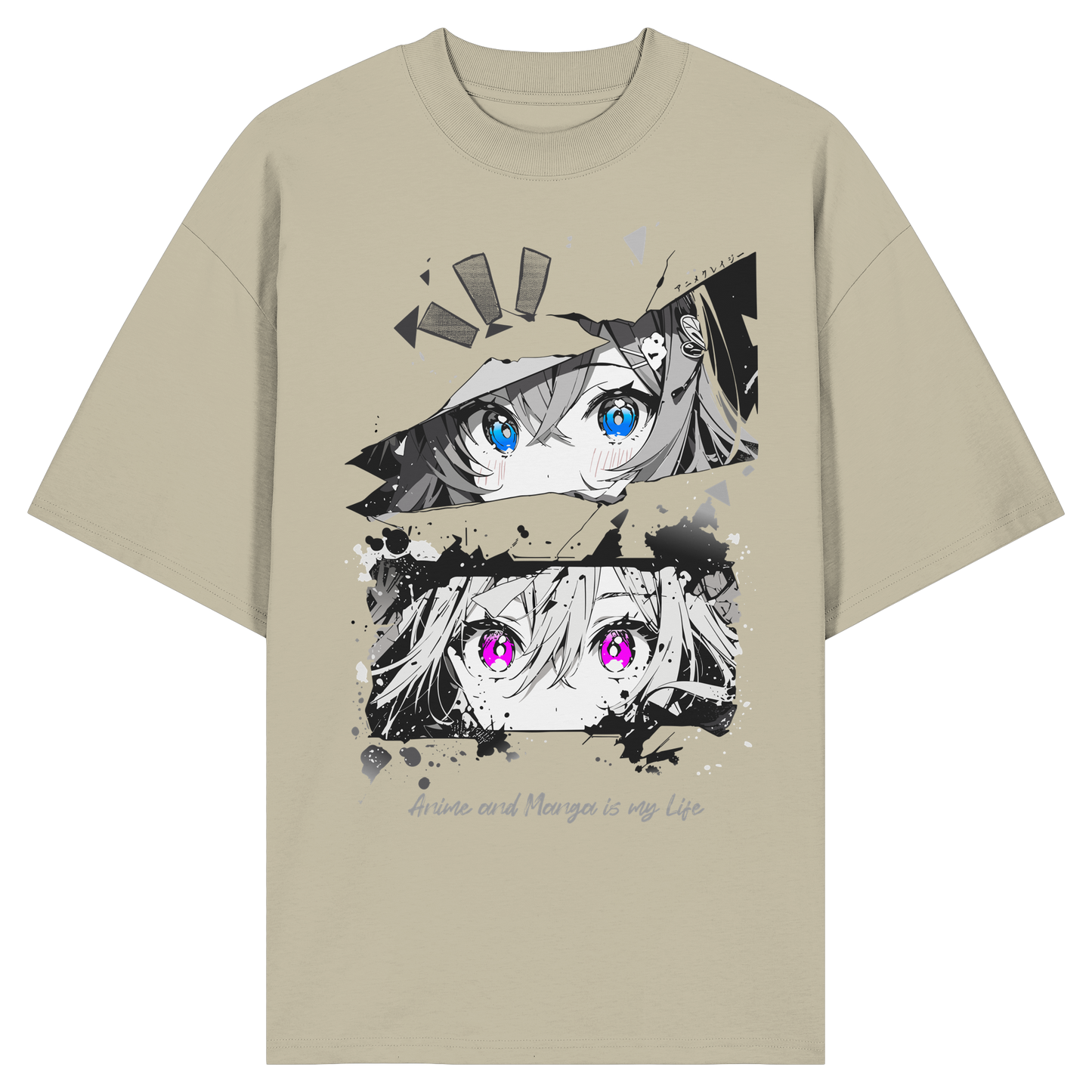 "Anime Eyes" Front - Organic Oversize Shirt