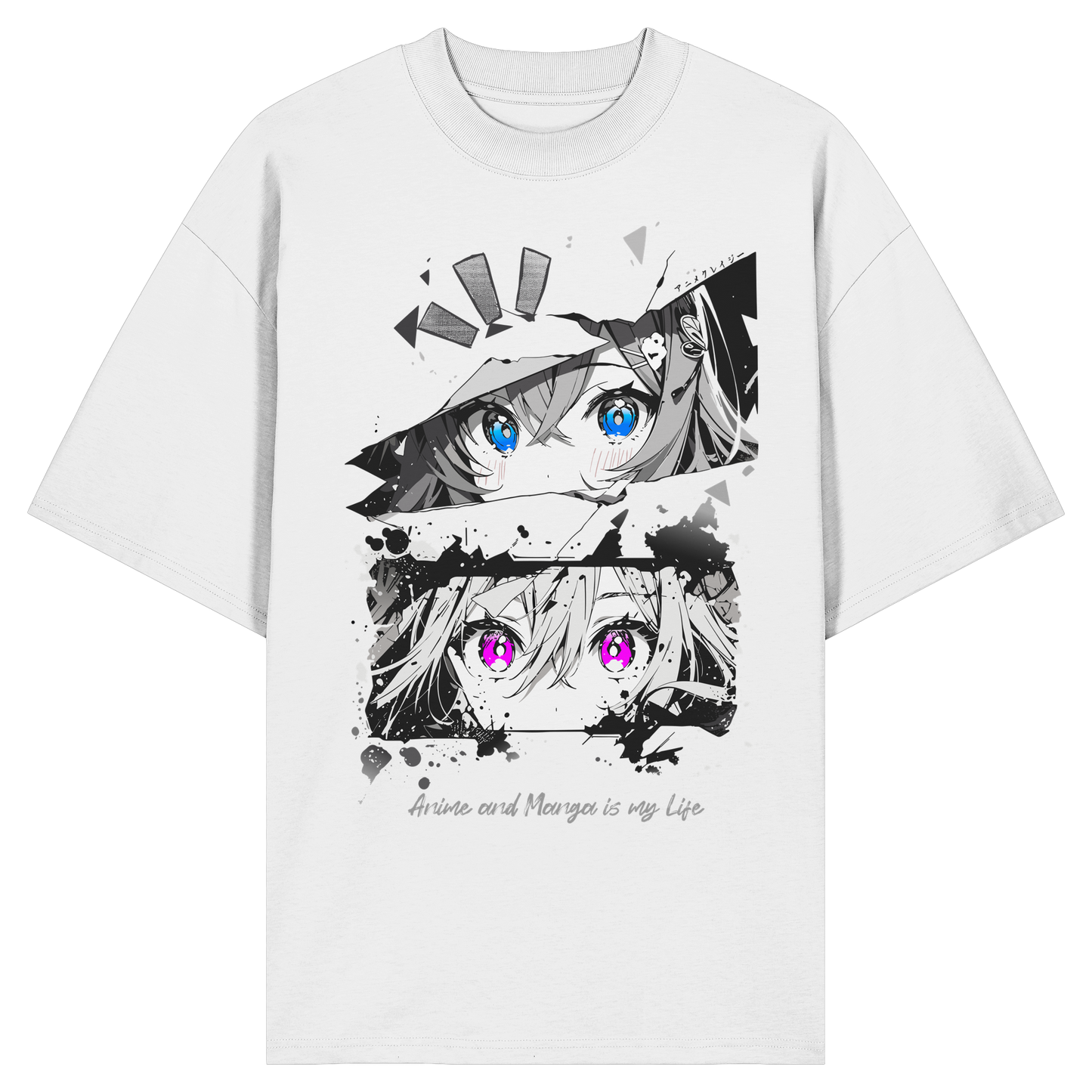 "Anime Eyes" Front - Organic Oversize Shirt