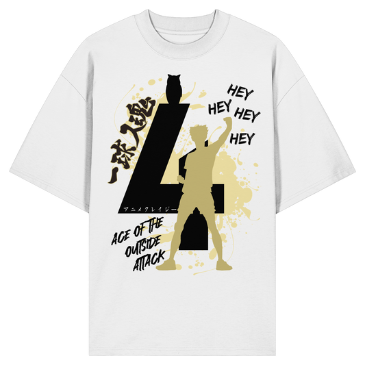 "Ace Of The Outside Attack" Front Organic Oversize Shirt