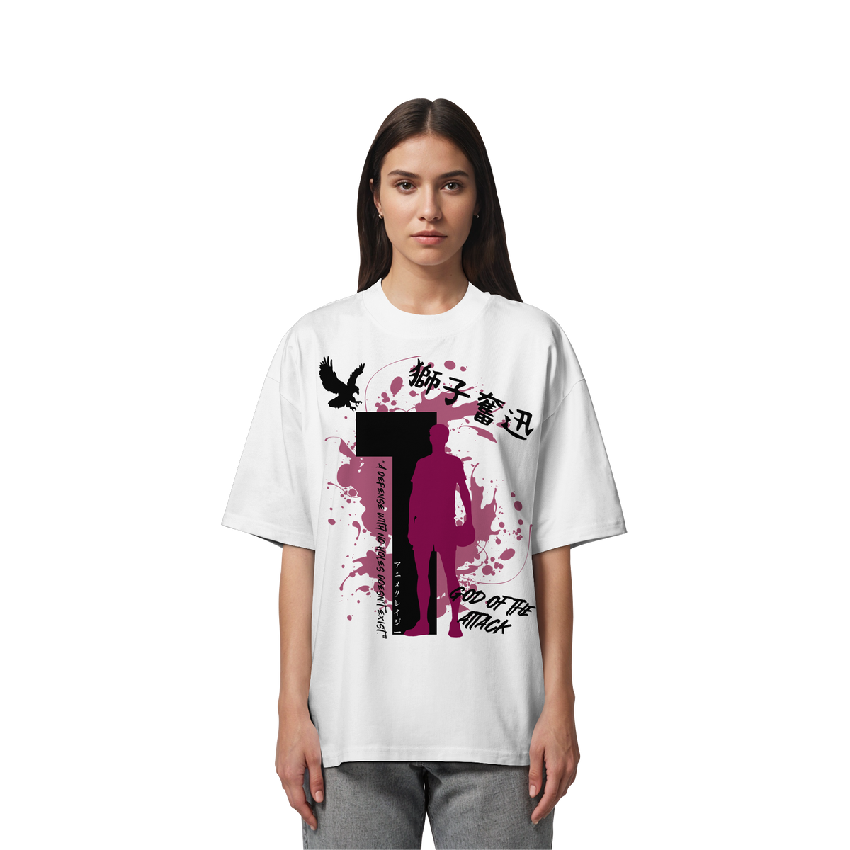 "God Of The Attack" Front Organic Oversize Shirt