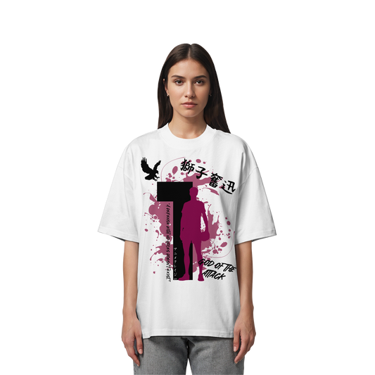 "God Of The Attack" Front Organic Oversize Shirt