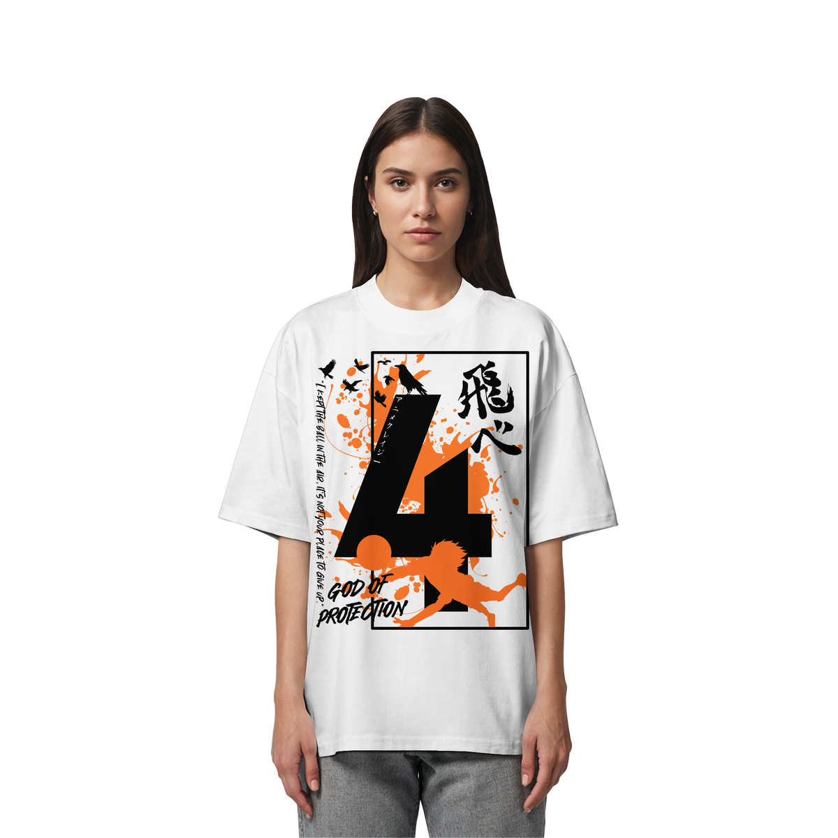 "God Of Protection" Front Organic Oversize Shirt