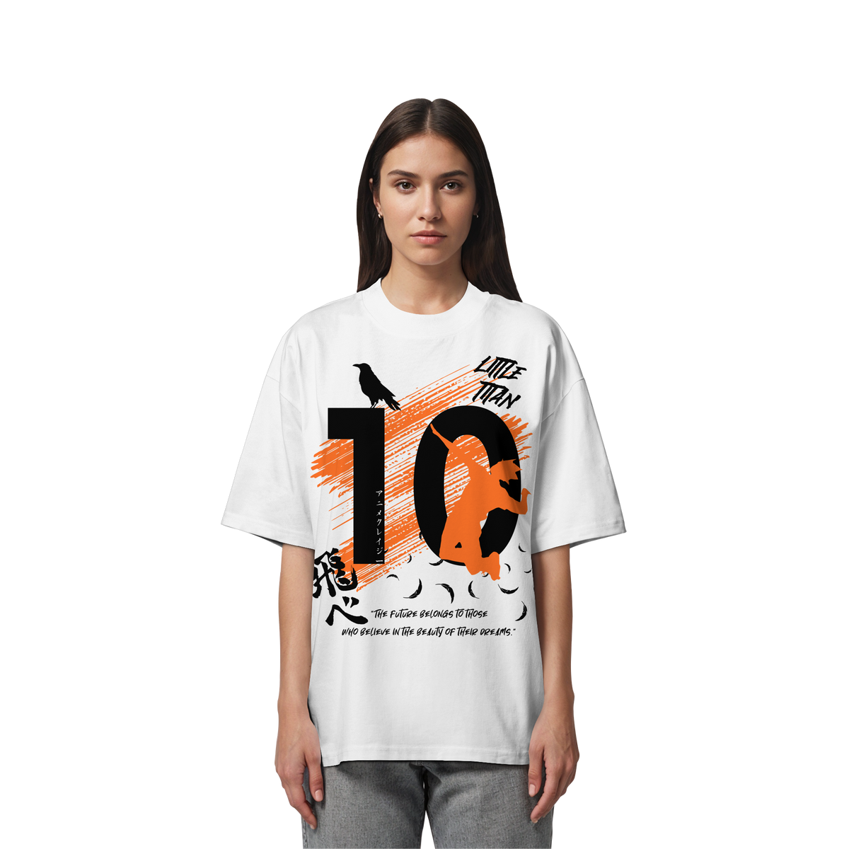 "Little Titan" Front Weiß Oversize Shirt