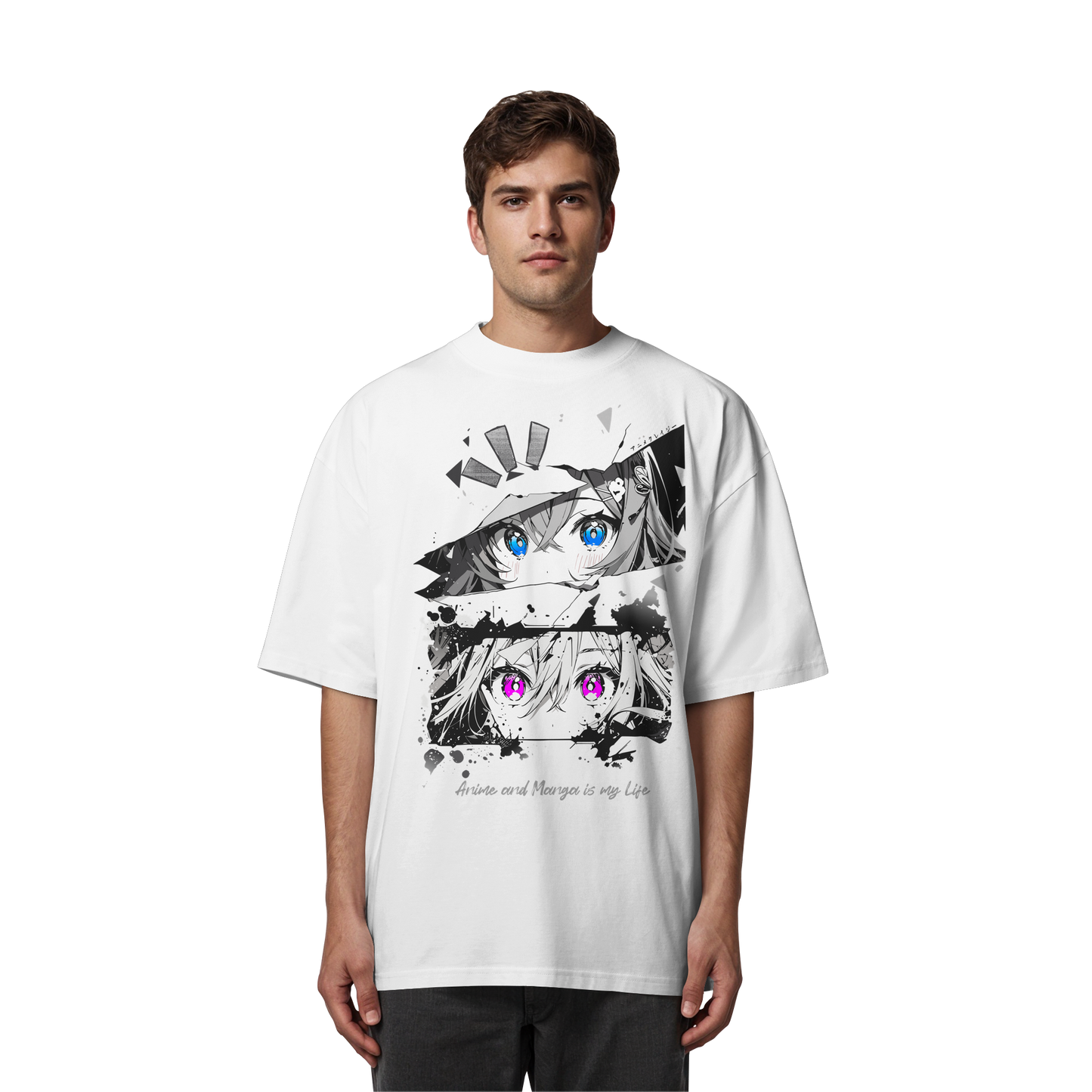 "Anime Eyes" Front - Organic Oversize Shirt