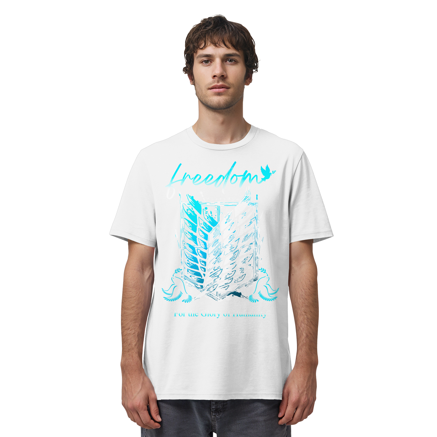 "Blue Rebellion - Wings Of Hope" Front Organic Regular Shirt
