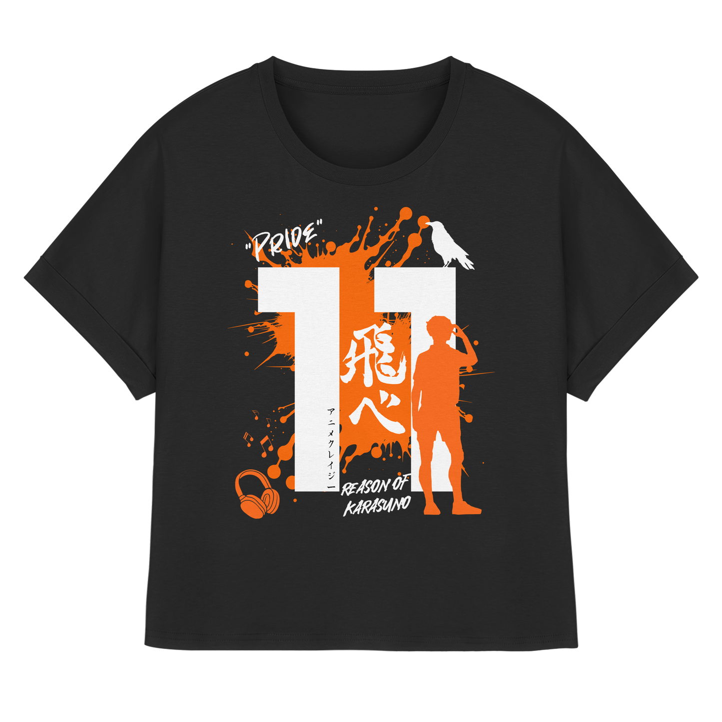 "Pride" Front Black Womens Organic Rolled Sleeves Shirt