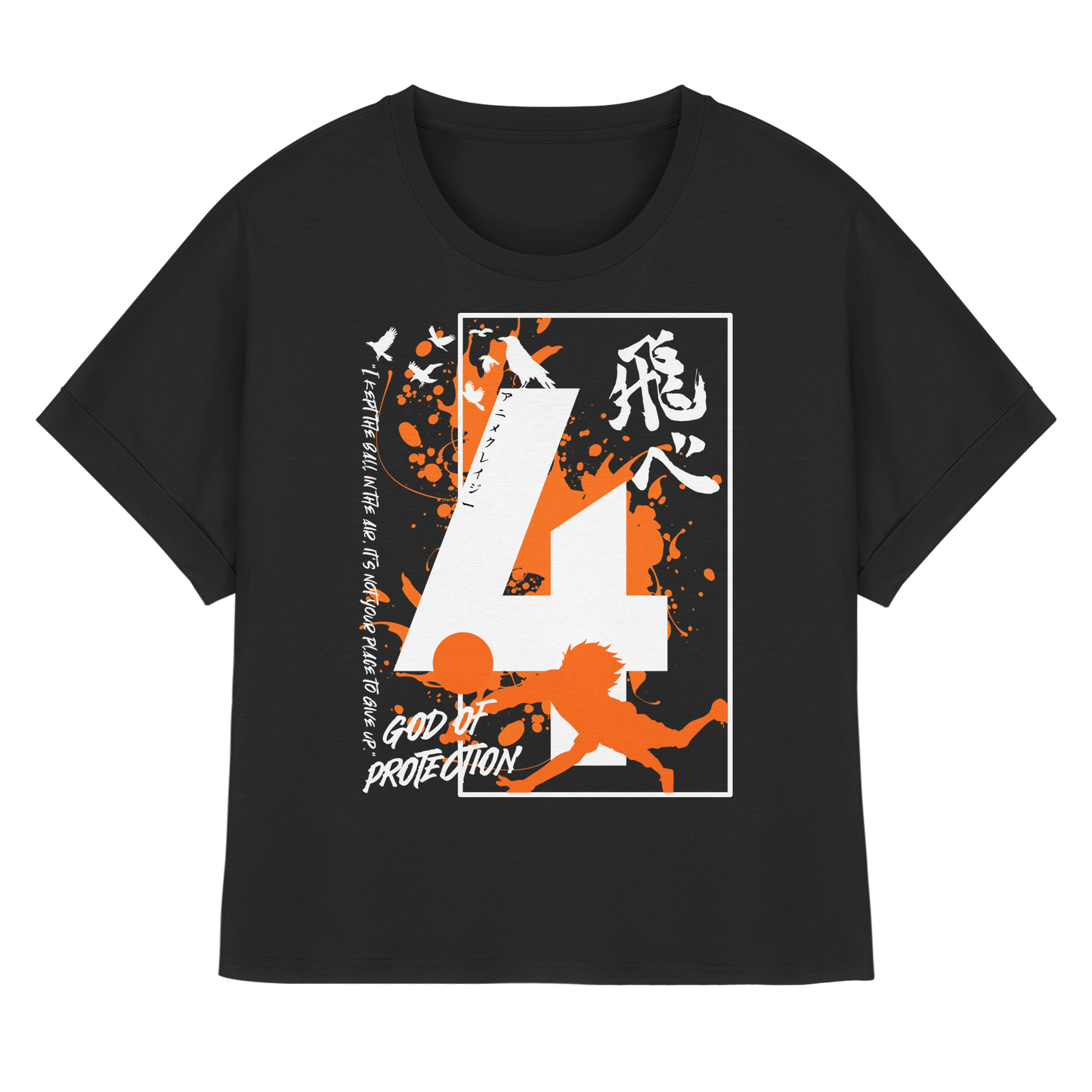 "God Of Protection" Front Black Womens Organic Rolled Sleeves Shirt