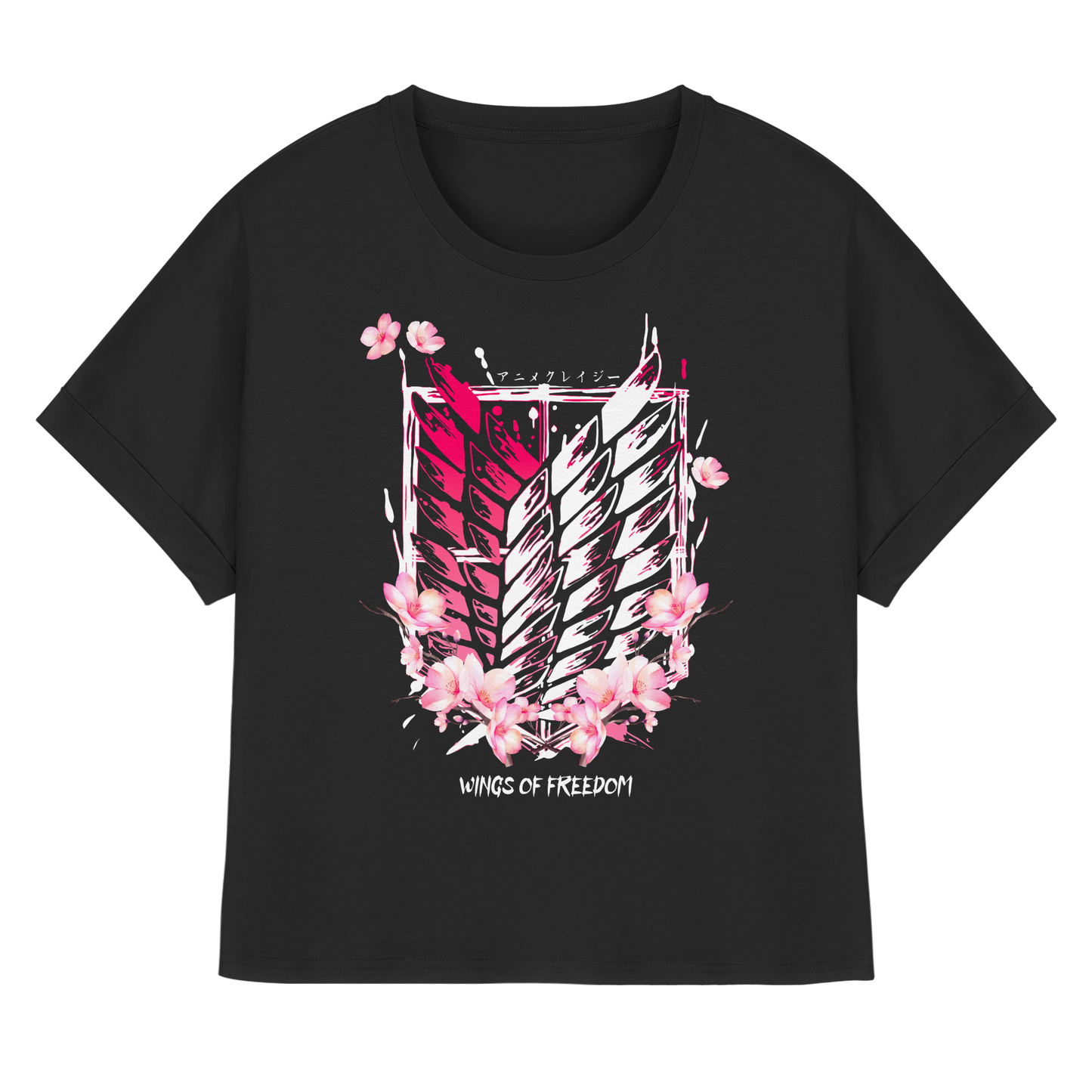 "Petals of Liberation“ Front Women Organic Rolled Sleeves T-Shirt