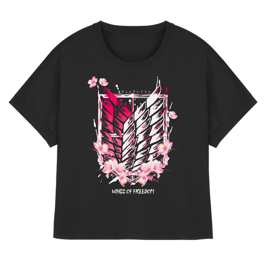 "Petals of Liberation“ Front Women Organic Rolled Sleeves T-Shirt