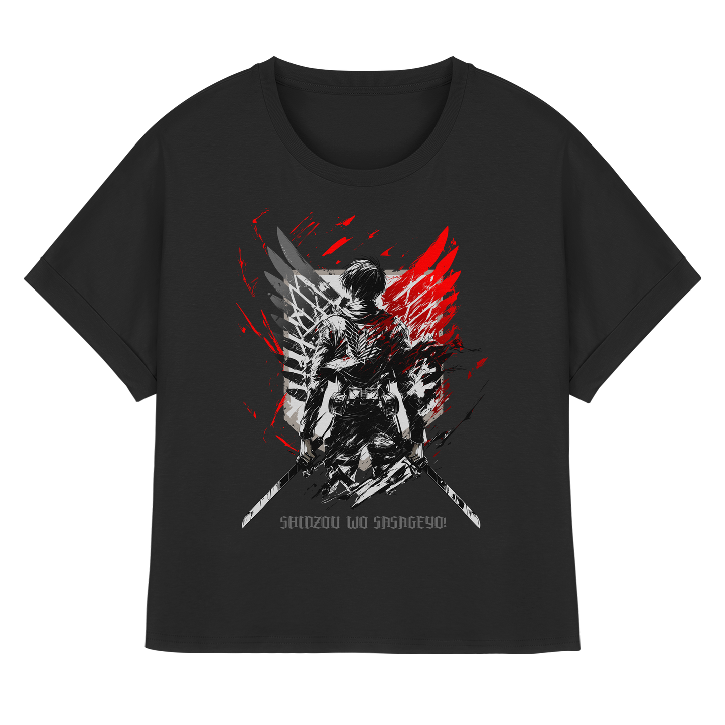 "Wings Of Resolve" Front Women Organic Rolled Sleeves Shirt