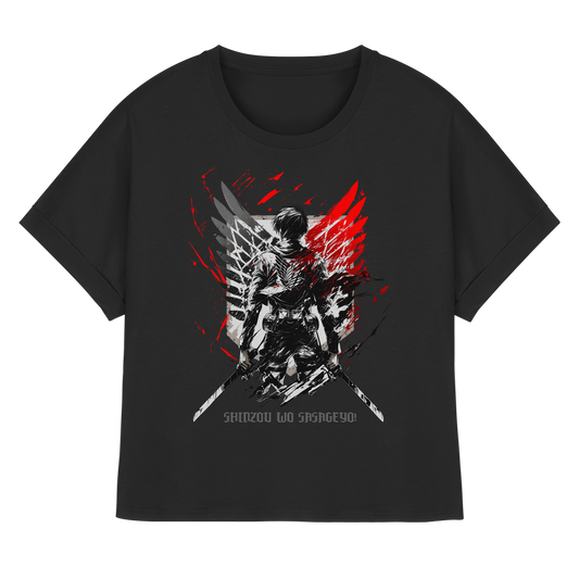 "Wings Of Resolve" Front Women Organic Rolled Sleeves Shirt