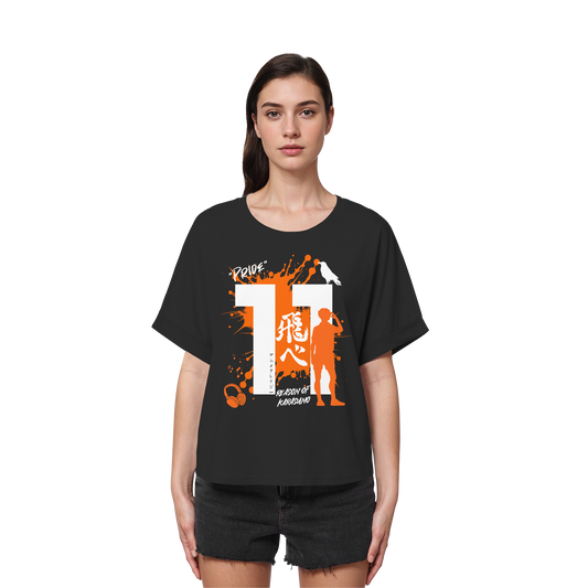 "Pride" Front Black Womens Organic Rolled Sleeves Shirt