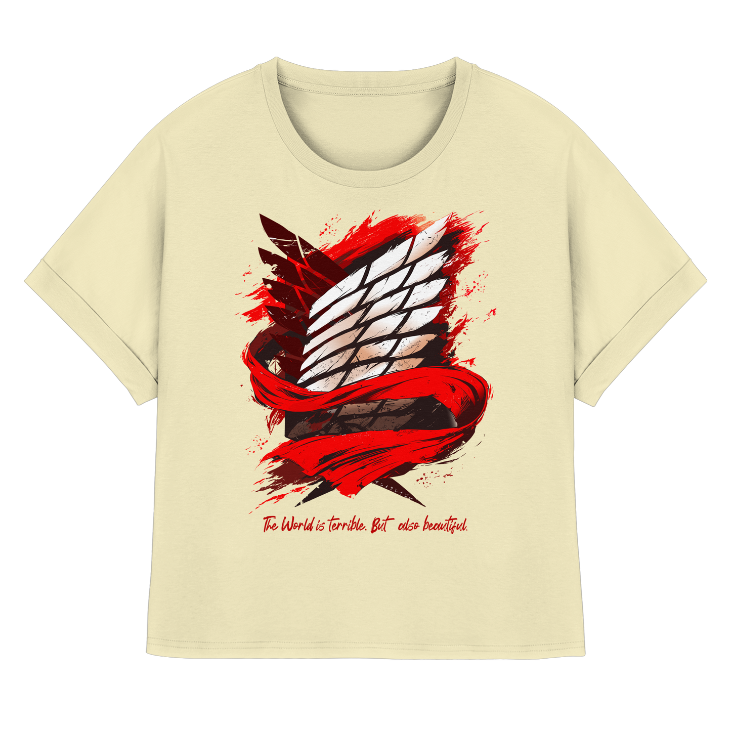 "Verbundenheit" Front Women Organic Rolled Sleeves Shirt