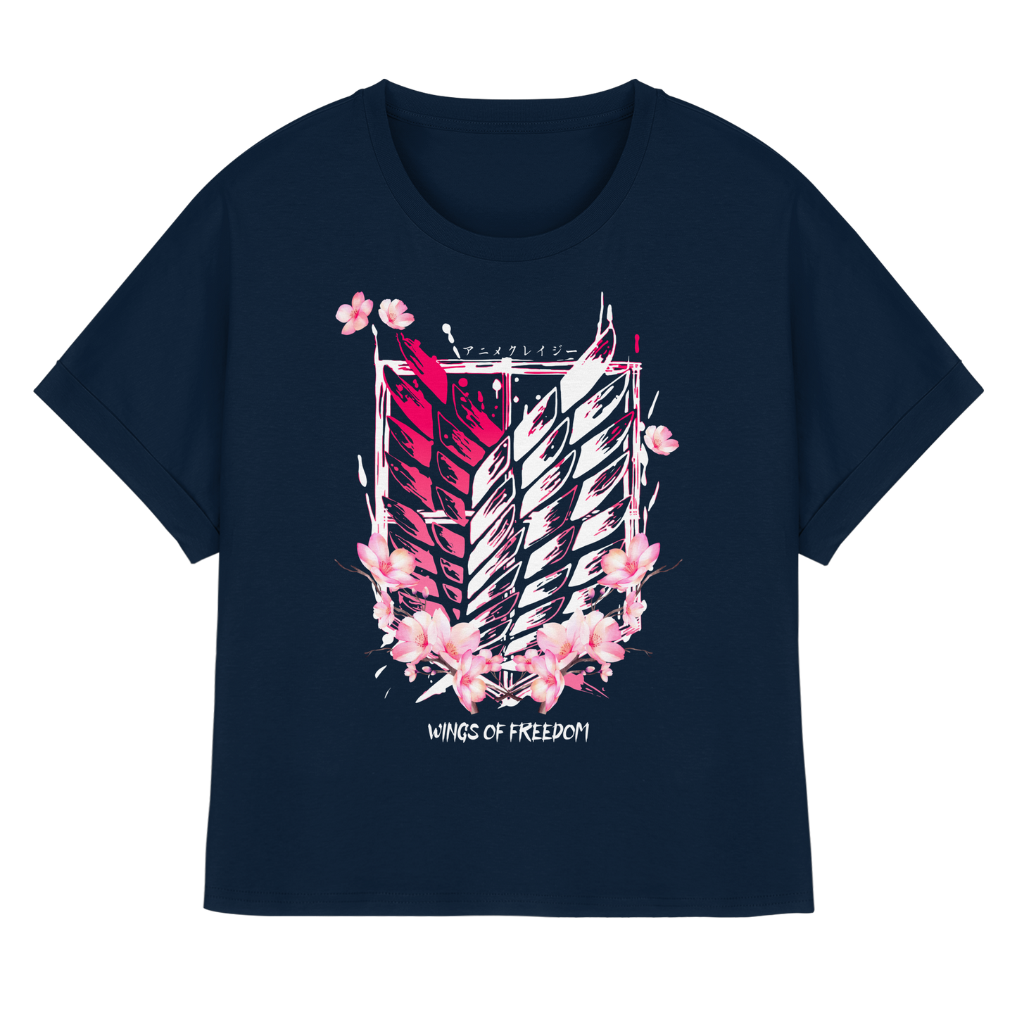"Petals of Liberation“ Front Women Organic Rolled Sleeves T-Shirt
