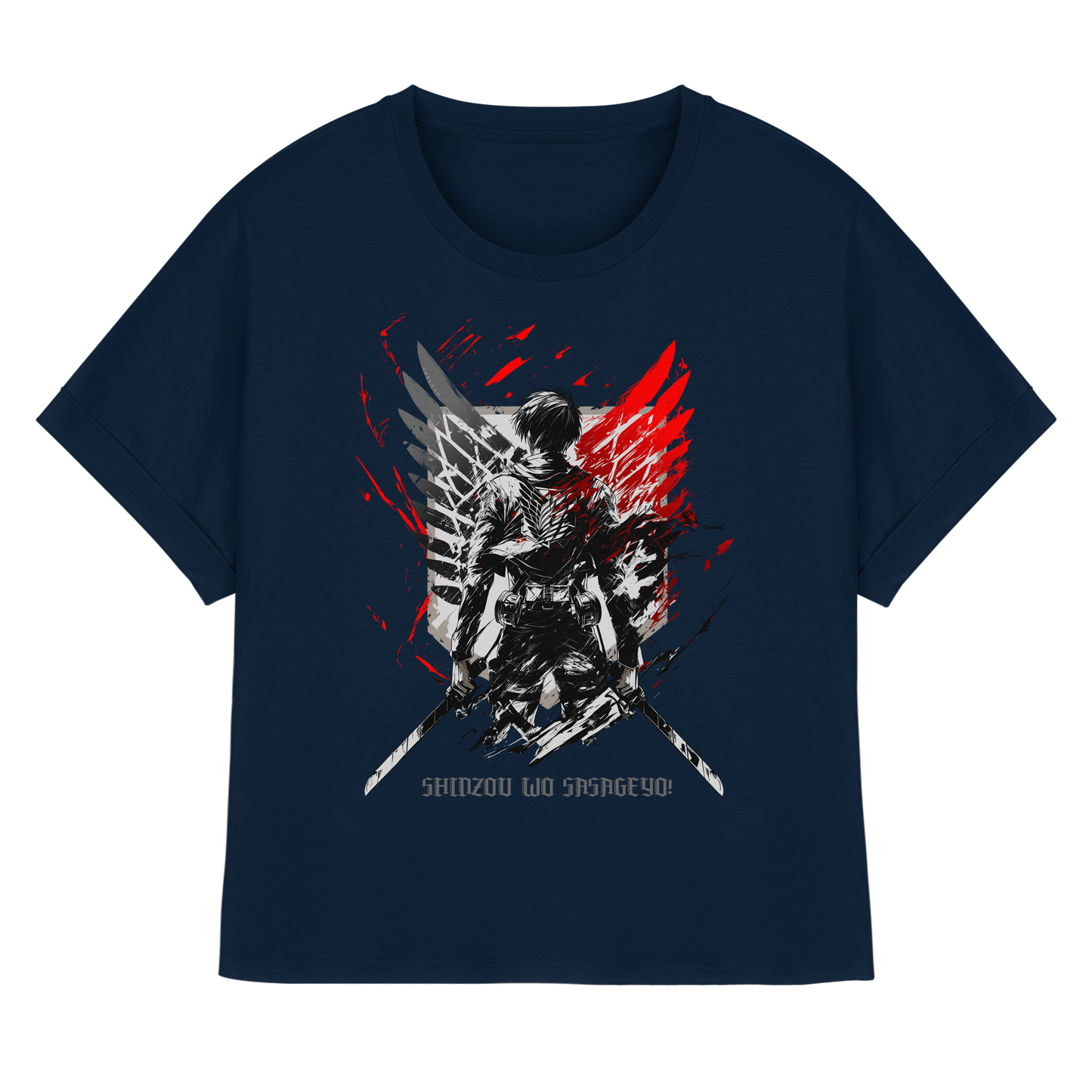 "Wings Of Resolve" Front Women Organic Rolled Sleeves Shirt