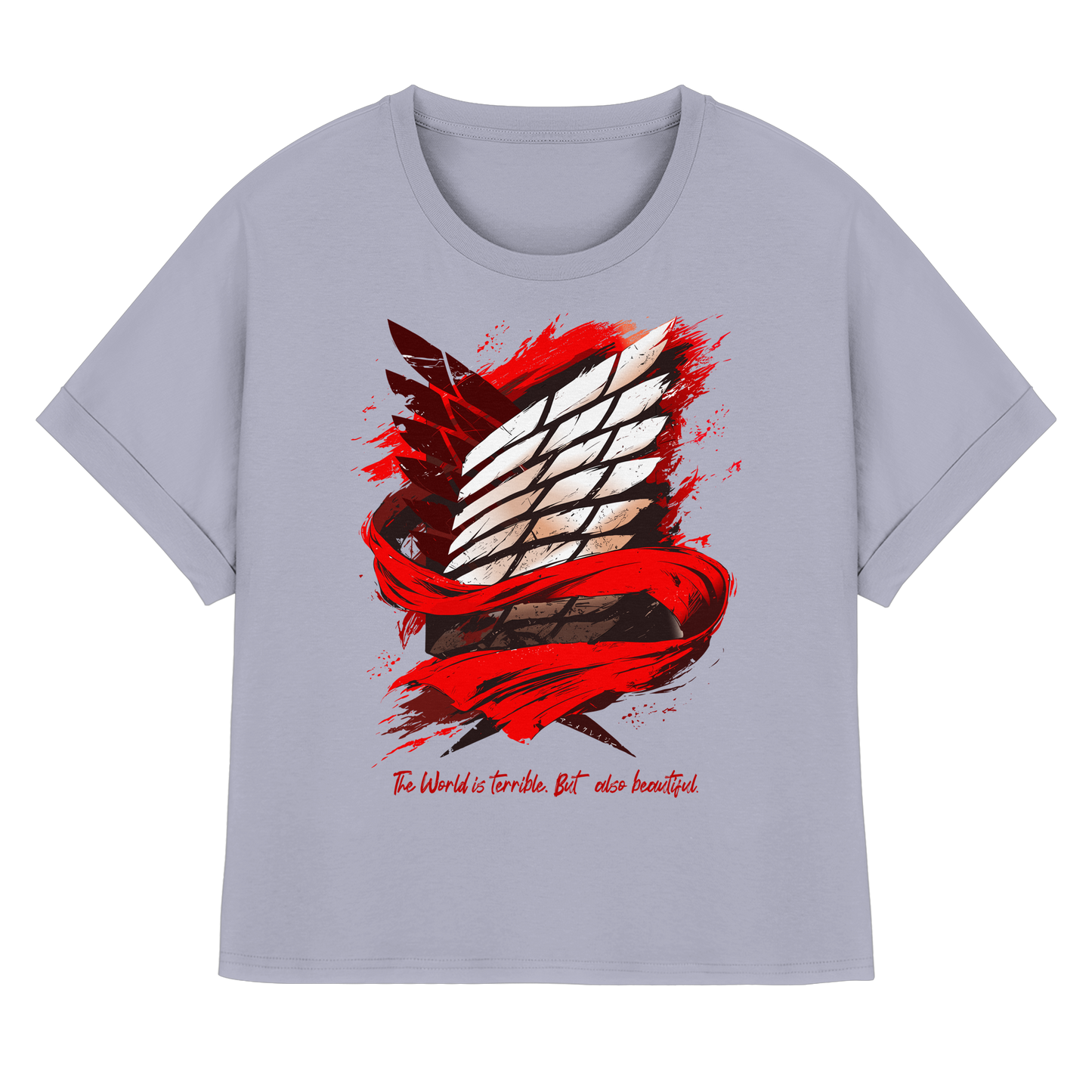 "Verbundenheit" Front Women Organic Rolled Sleeves Shirt