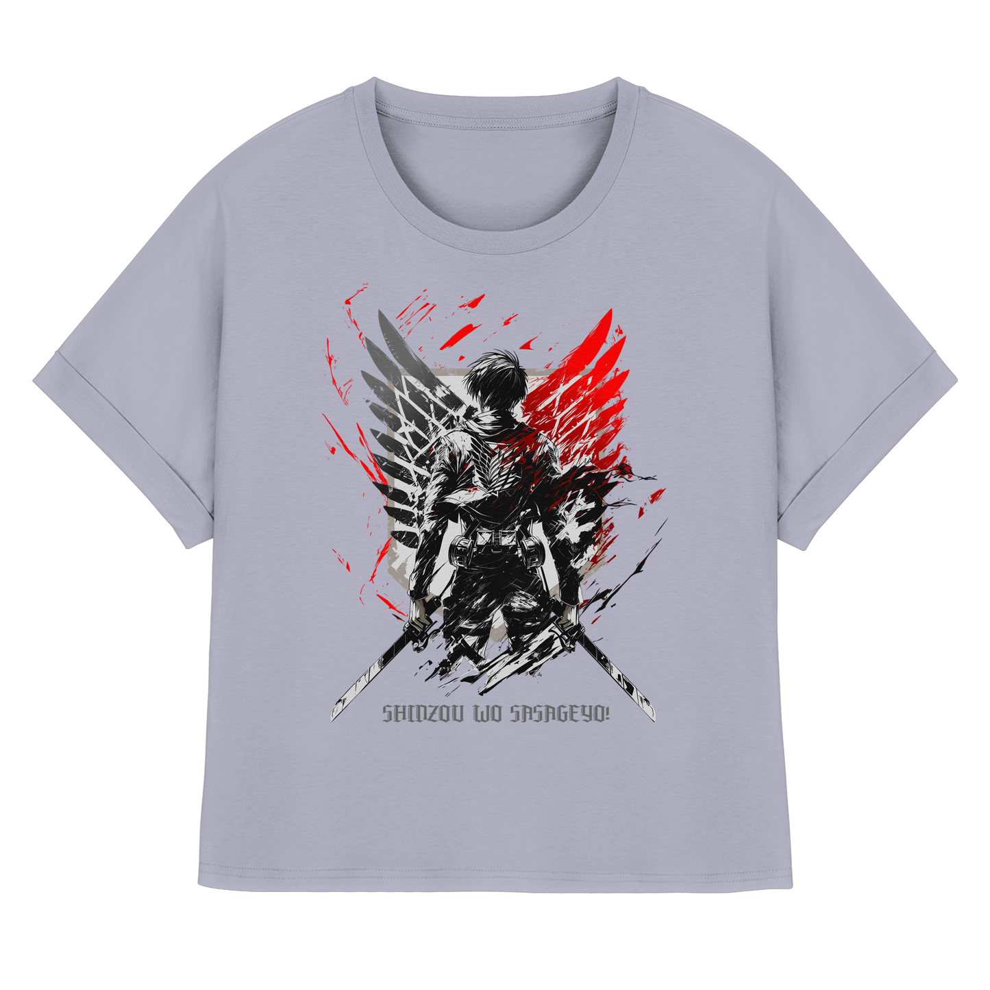 "Wings Of Resolve" Front Women Organic Rolled Sleeves Shirt