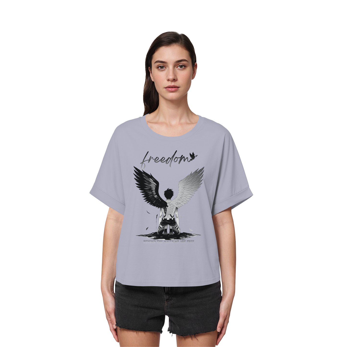 "Freedom" Front Women Organic Rolled Sleeves T-Shirt
