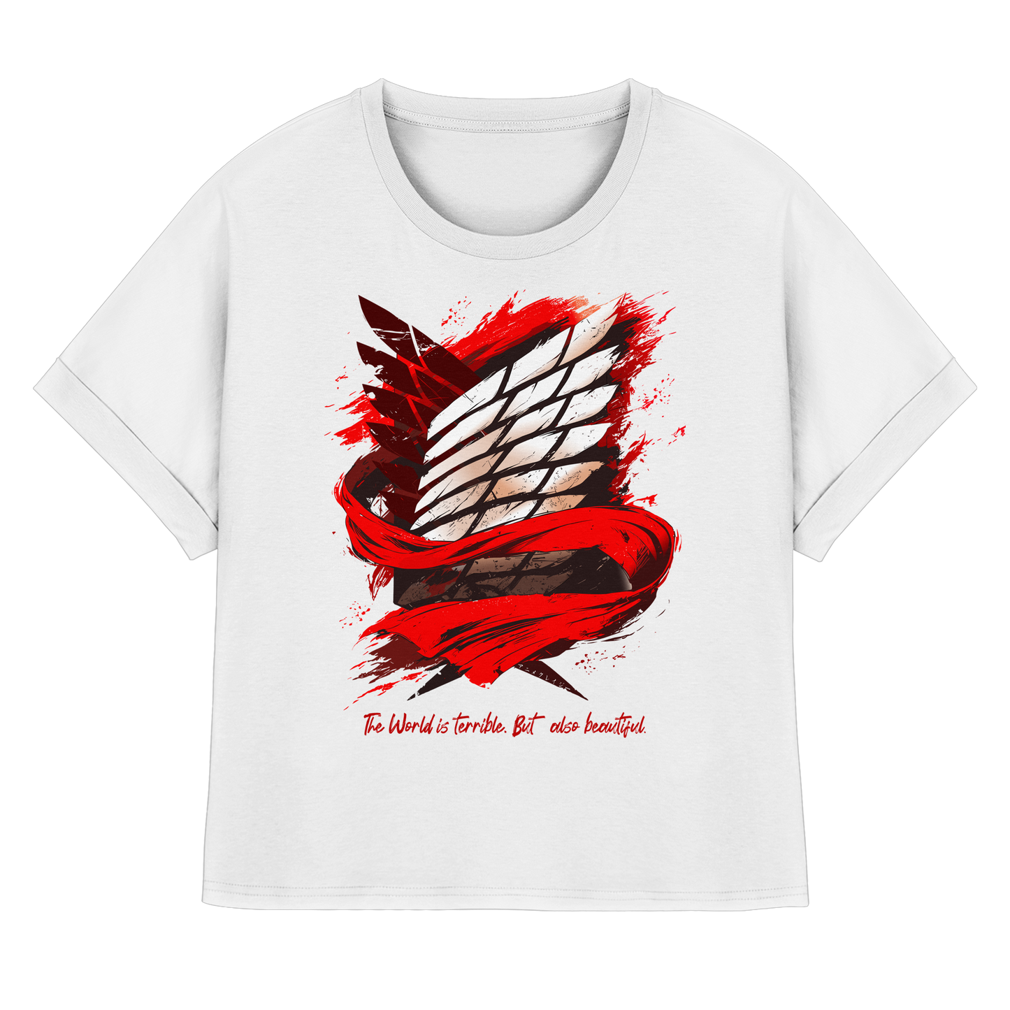 "Verbundenheit" Front Women Organic Rolled Sleeves Shirt