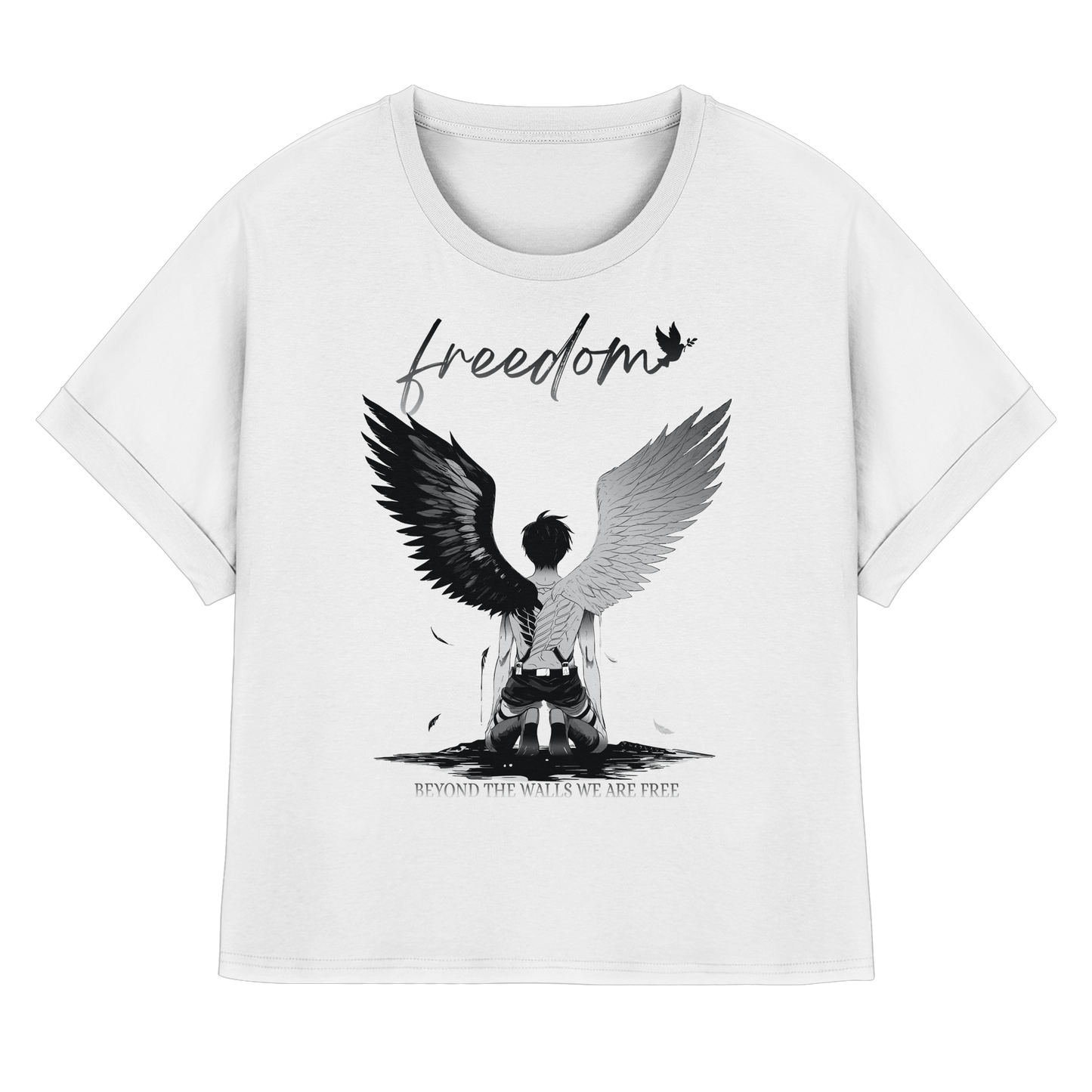 "Freedom" Front Women Organic Rolled Sleeves T-Shirt