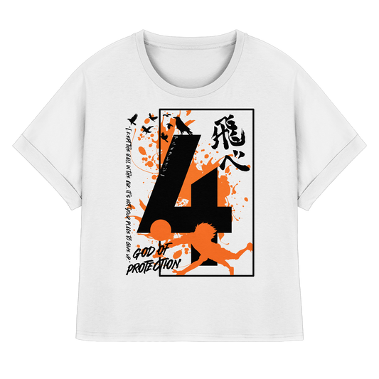 "God Of Protection" Front White Women Organic Rolled Sleeves Shirt