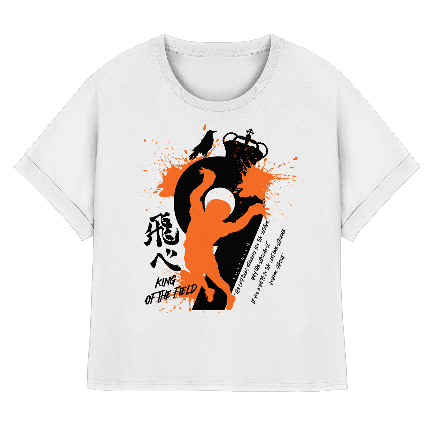 "King Of The Field 2.0" Front White Women Organic Rolled Sleeves Shirt