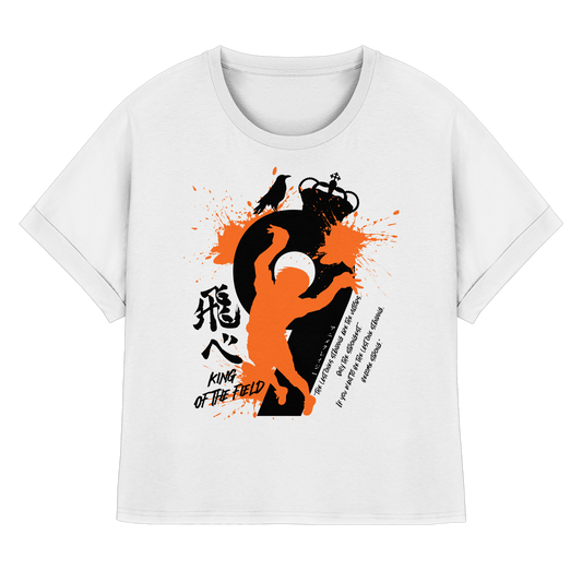 "King Of The Field 2.0" Front White Women Organic Rolled Sleeves Shirt