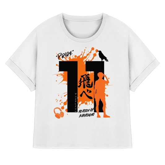 "Pride" Front White Women Organic Rolled Sleeves Shirt