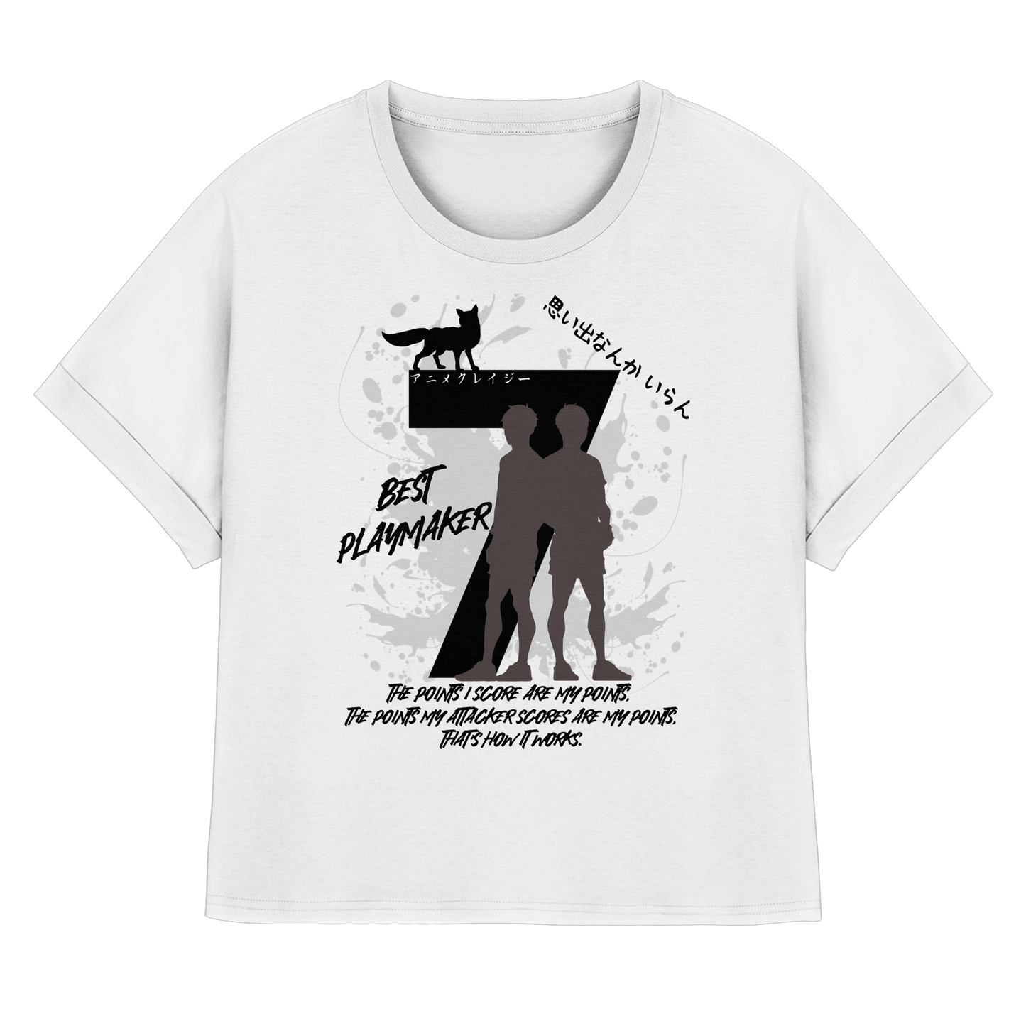 "Best Playmaker" Front White Women Organic Rolled Sleeves Shirt
