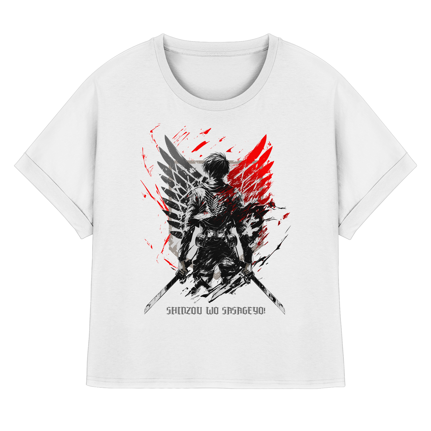 "Wings Of Resolve" Front Women Organic Rolled Sleeves Shirt