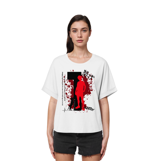"Captain" Front White Women Organic Rolled Sleeves Shirt