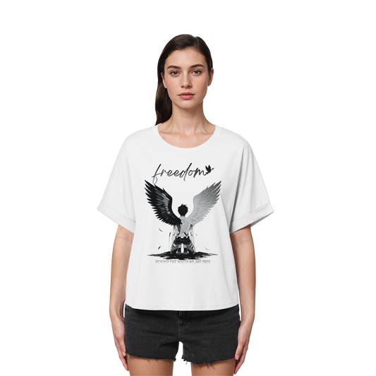 "Freedom" Front Women Organic Rolled Sleeves T-Shirt