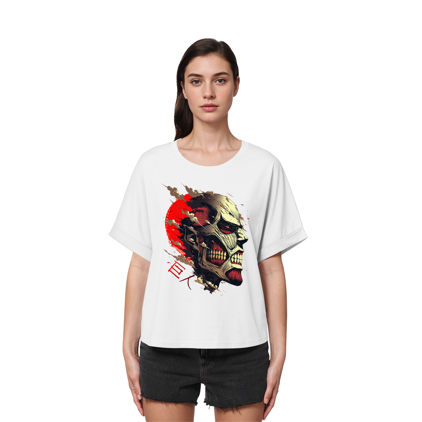 "Titan" Front Women Organic Rolled Sleeves Shirt